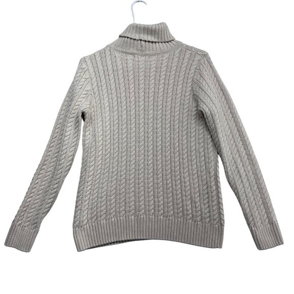 Croft & Barrow Womens Cable Knit Fisherman Turtleneck Sweater Size M Ivory Cream - Picture 2 of 10